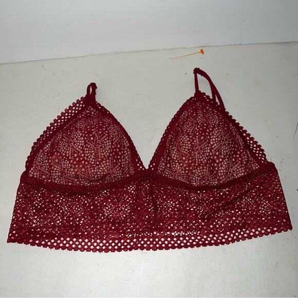 NWOT VICTORIA SECRET lace eyelet bralette set of three M - Black, Red, and Green - Picture 2 of 6